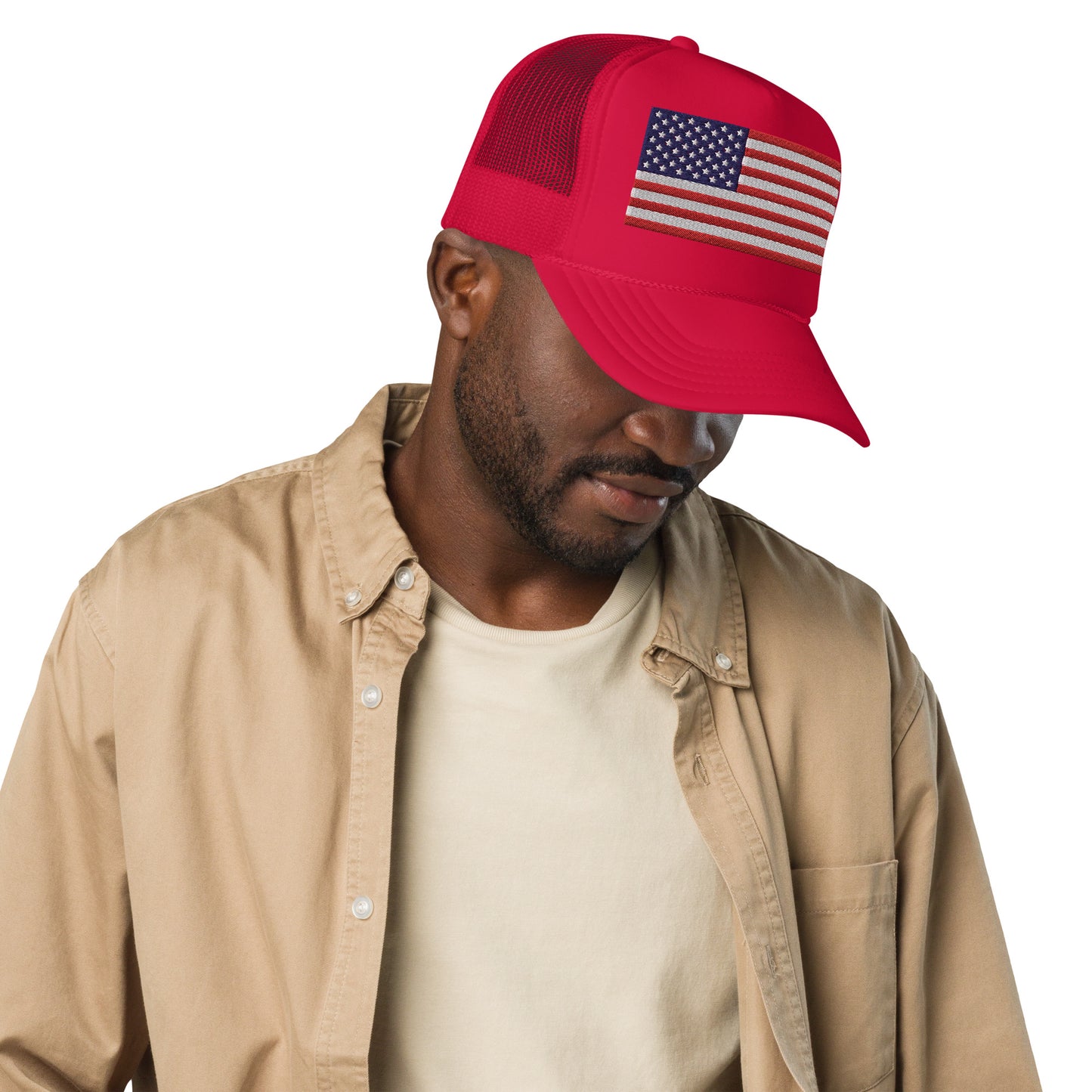 Foam trucker hat - USA Flag Red White & Blue