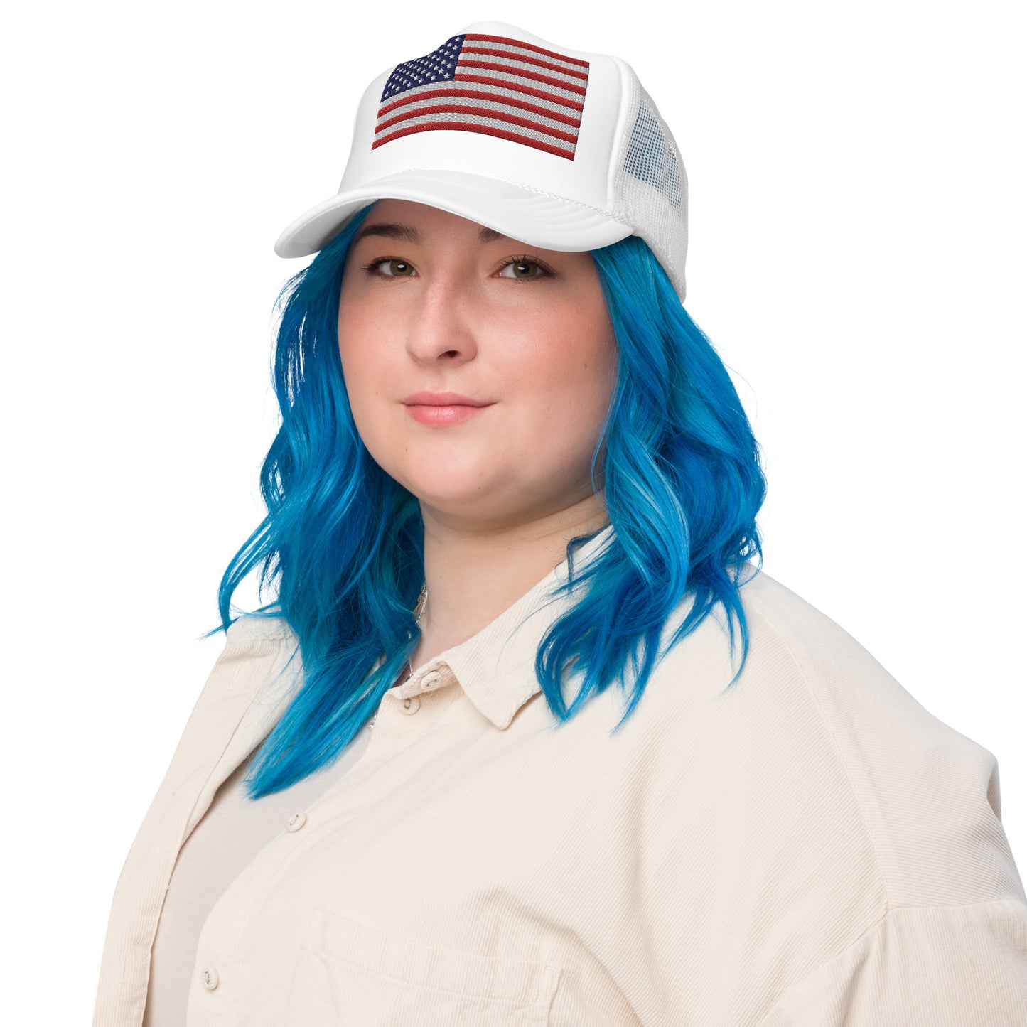 Foam trucker hat - USA Flag Red White & Blue