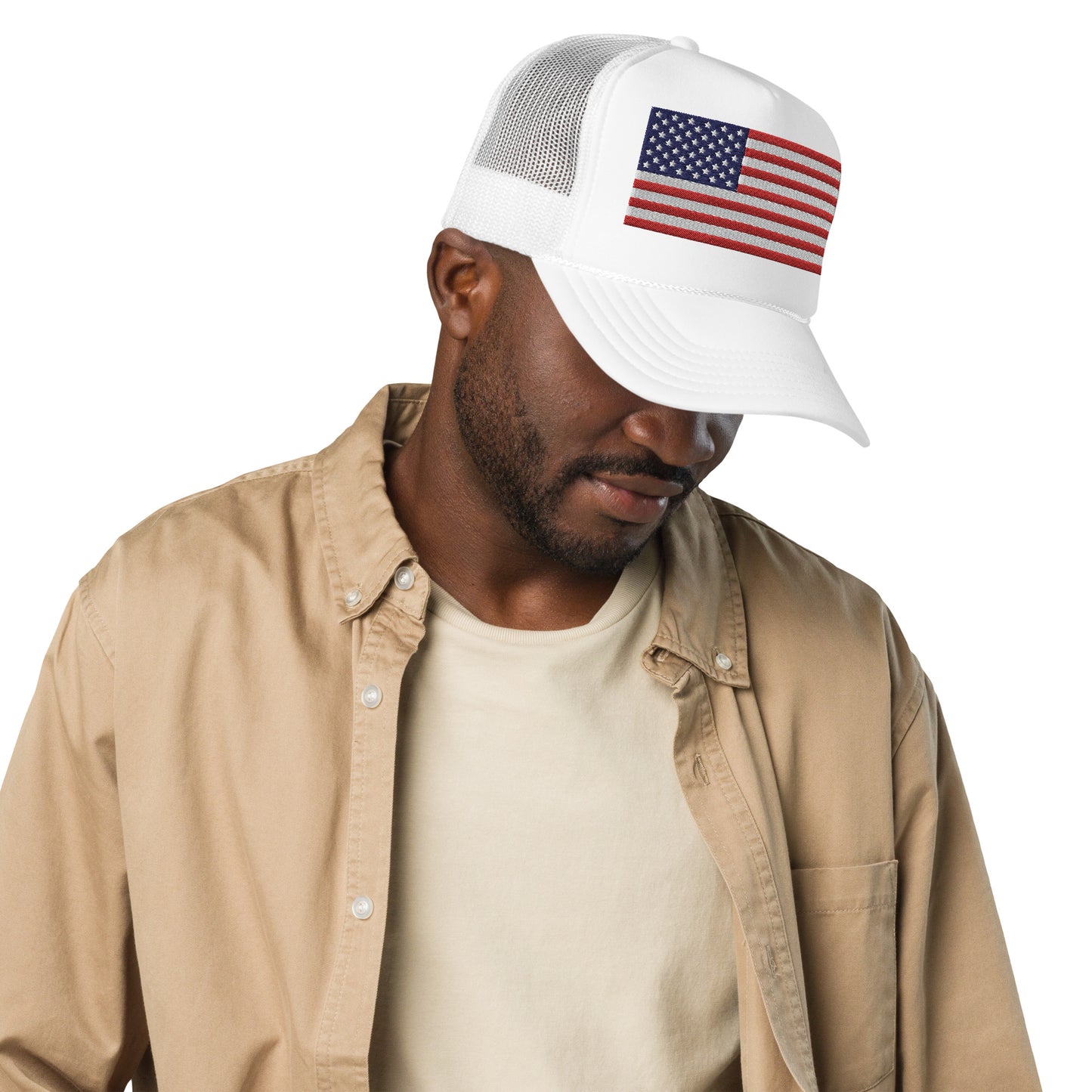 Foam trucker hat - USA Flag Red White & Blue