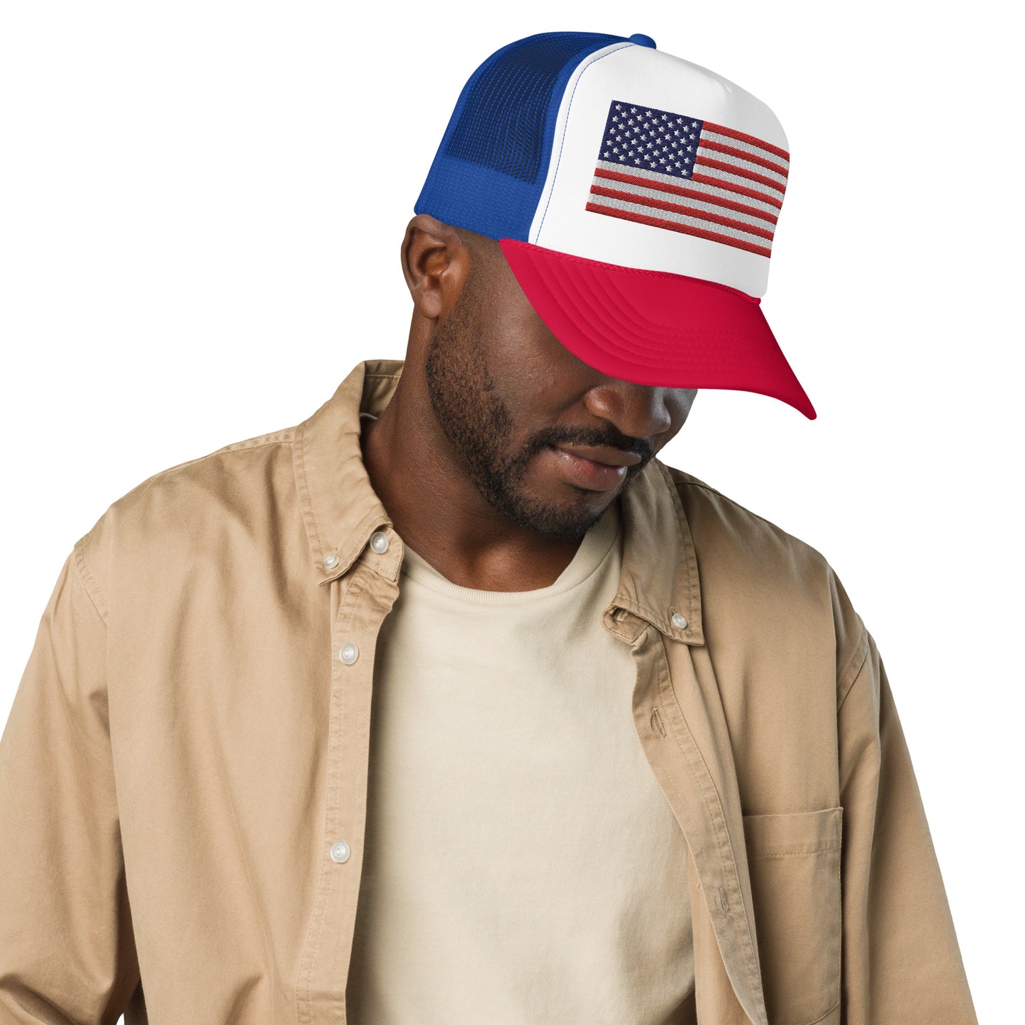 Foam trucker hat - USA Flag Red White & Blue