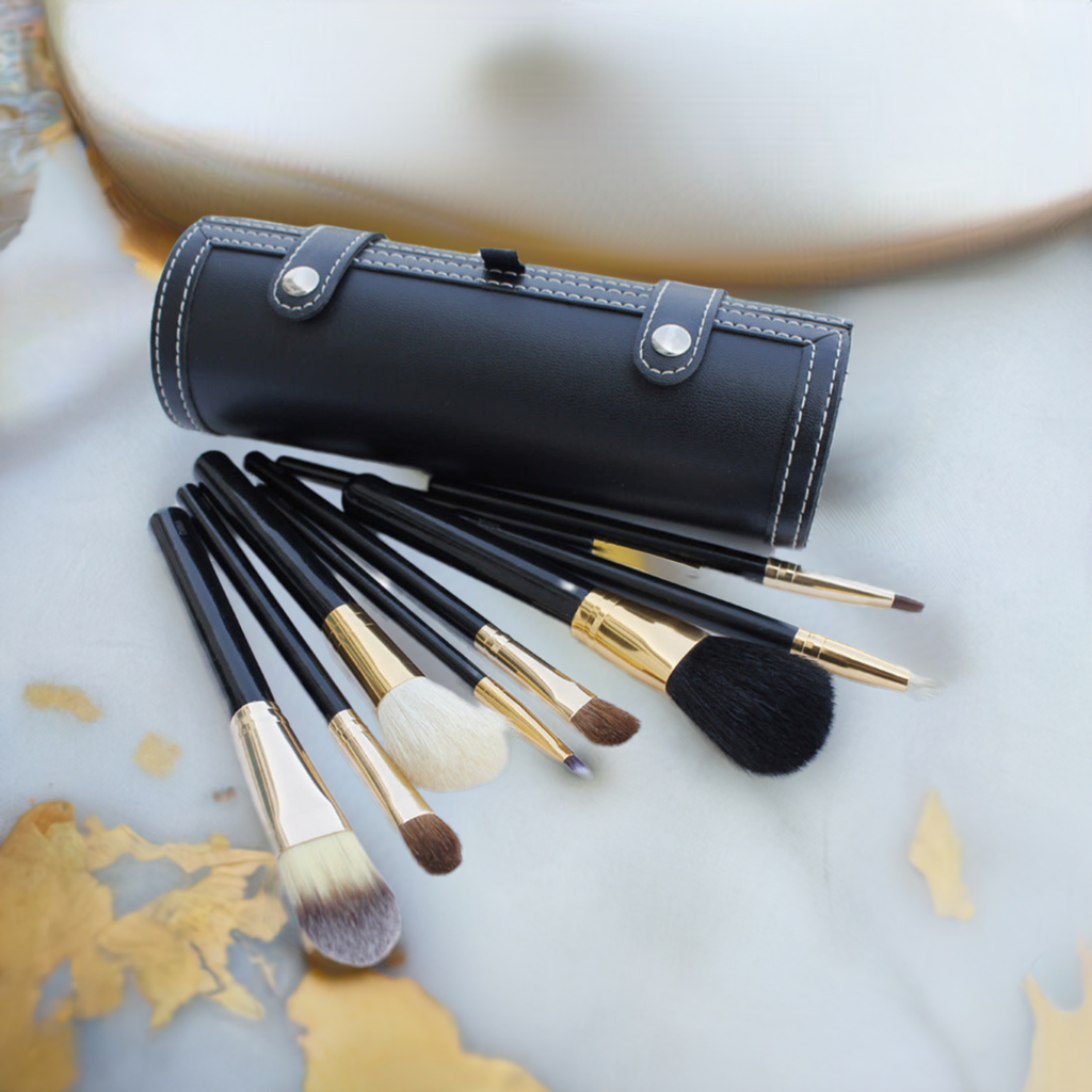 Barrel makeup brush set