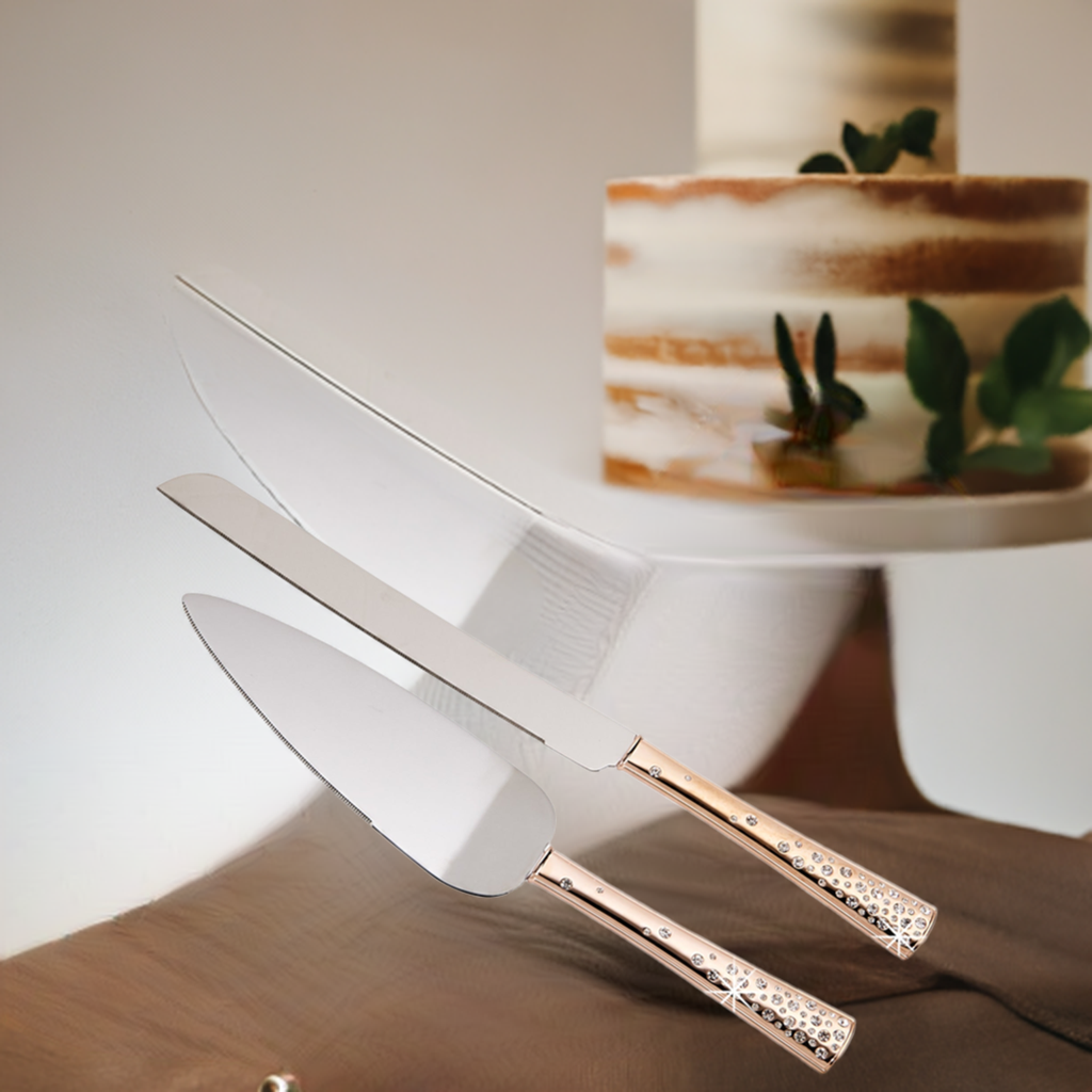 Galaxy Rose Gold Cake Knife & Server Set