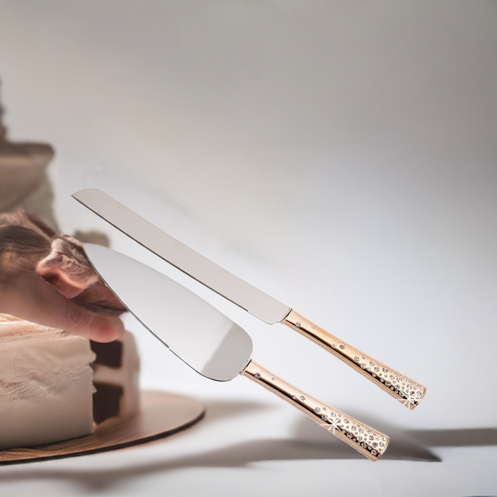 Galaxy Rose Gold Cake Knife & Server Set