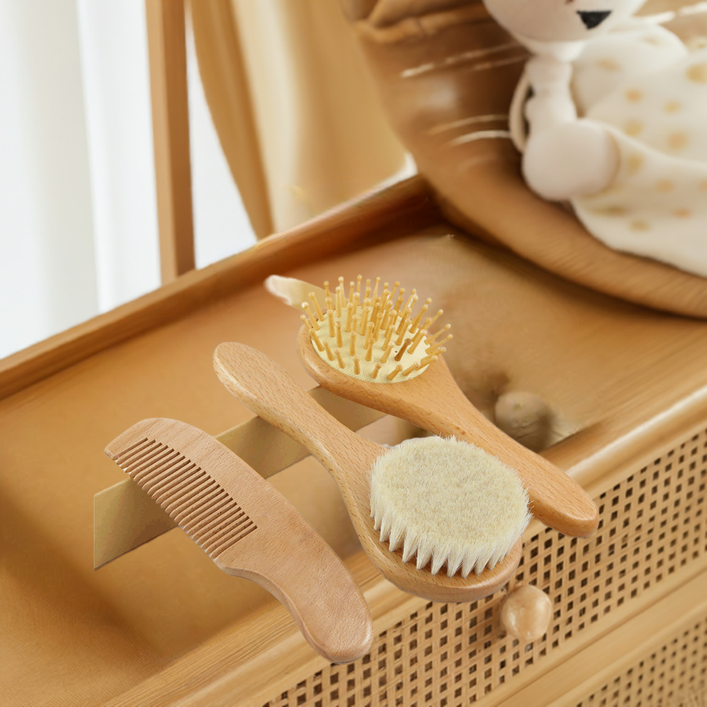 Baby Shower Round Wool Massage Brush Set