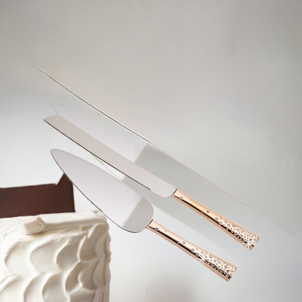 Galaxy Rose Gold Cake Knife & Server Set