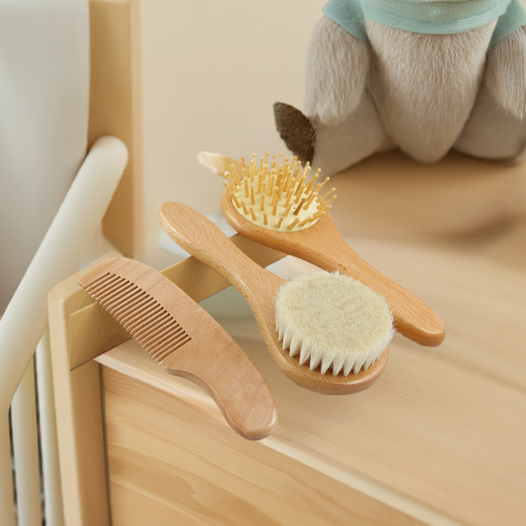 Baby Shower Round Wool Massage Brush Set