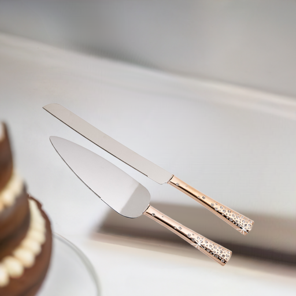 Galaxy Rose Gold Cake Knife & Server Set