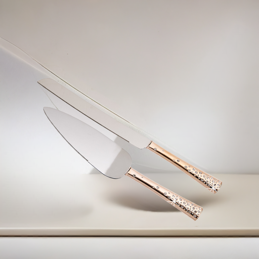 Galaxy Rose Gold Cake Knife & Server Set