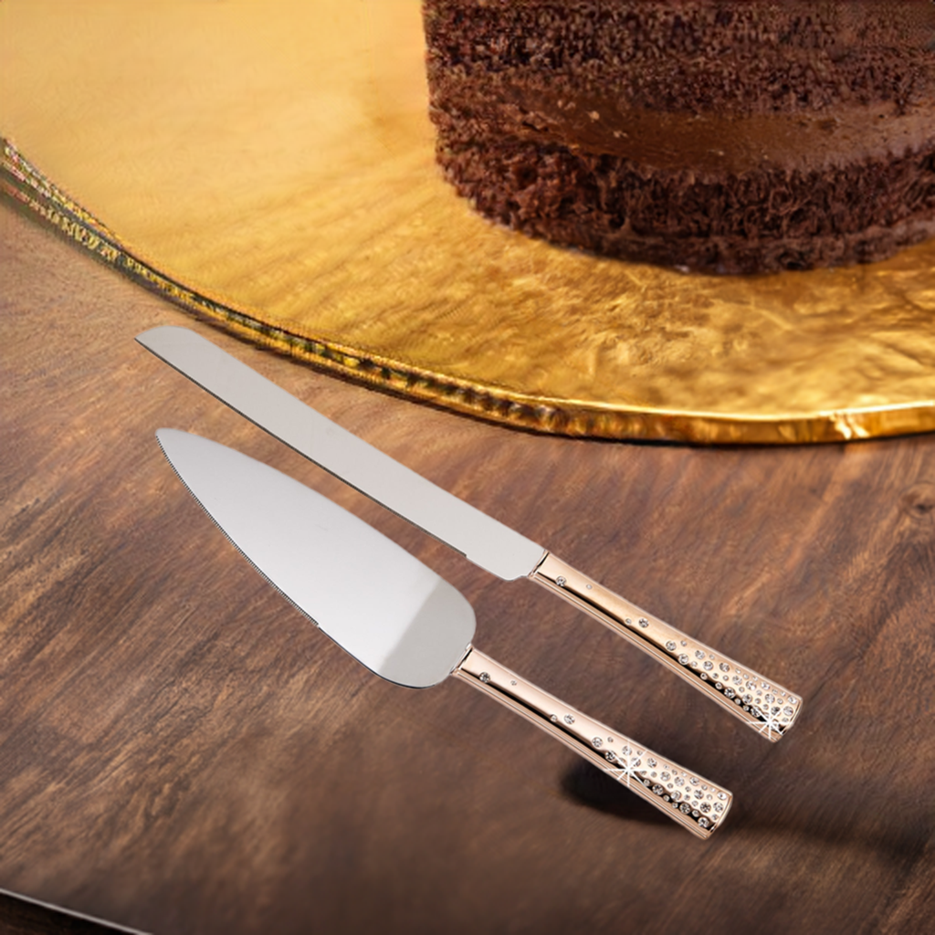 Galaxy Rose Gold Cake Knife & Server Set