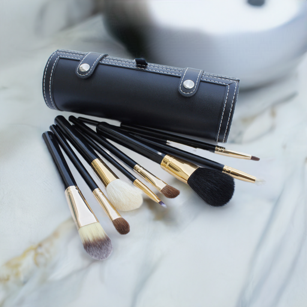 Barrel makeup brush set