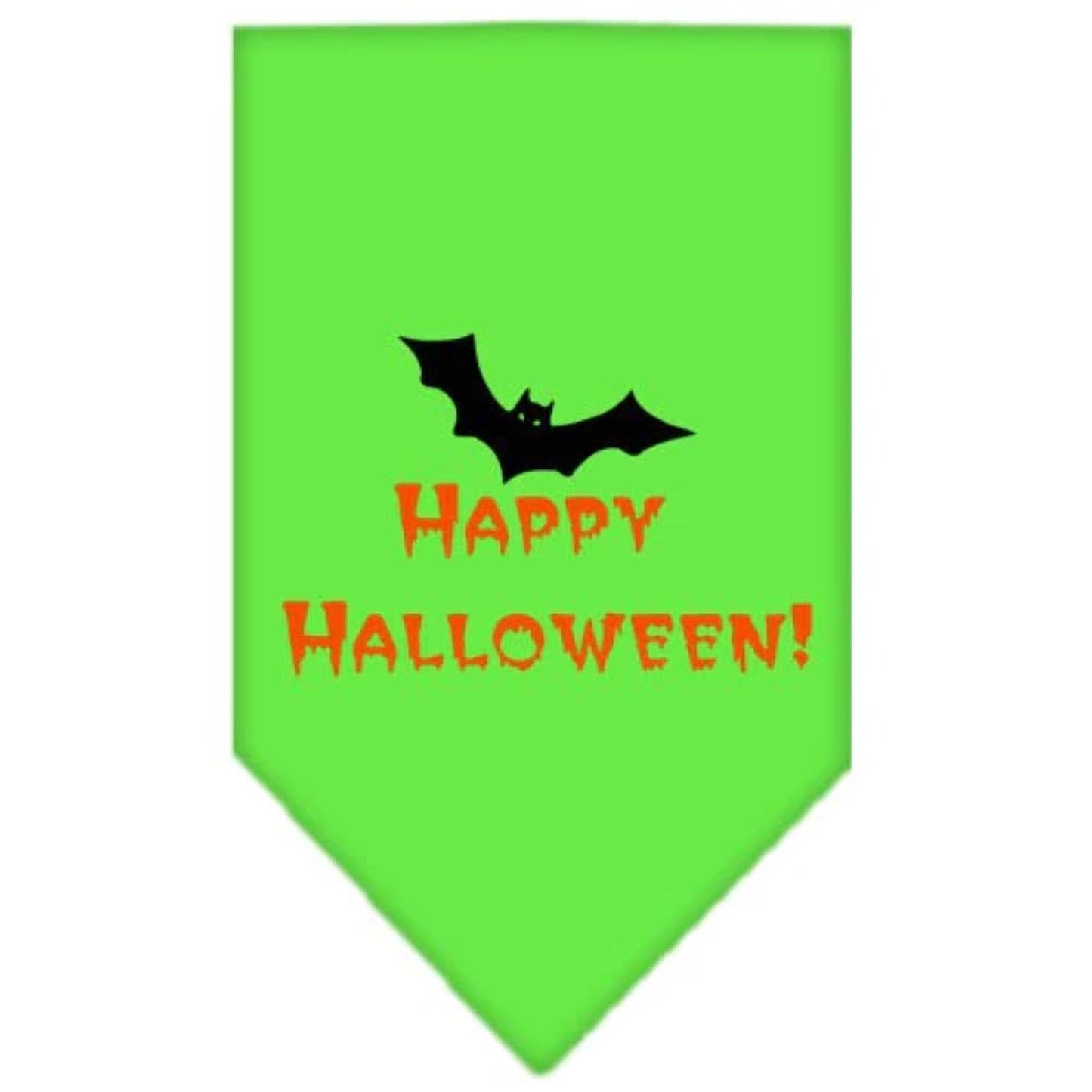 HAPPY HALLOWEEN SCREEN PRINT BANDANA - LIME GREEN