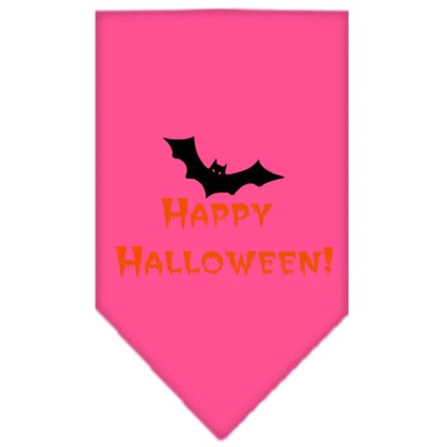 HAPPY HALLOWEEN SCREEN PRINT BANDANA - BRIGHT PINK