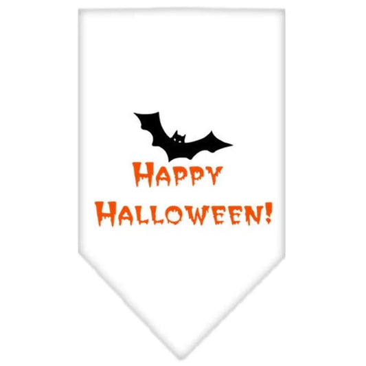 HAPPY HALLOWEEN SCREEN PRINT BANDANA - WHITE