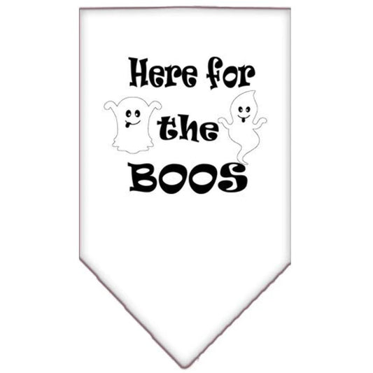 HERE FOR THE BOOS SCREEN PRINT BANDANA - WHITE