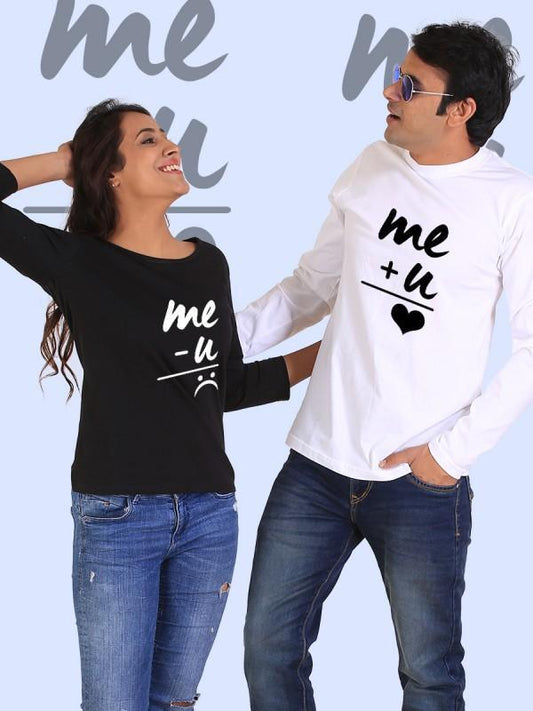 You + Me = Happiness Couple Full Sleeves Black & White