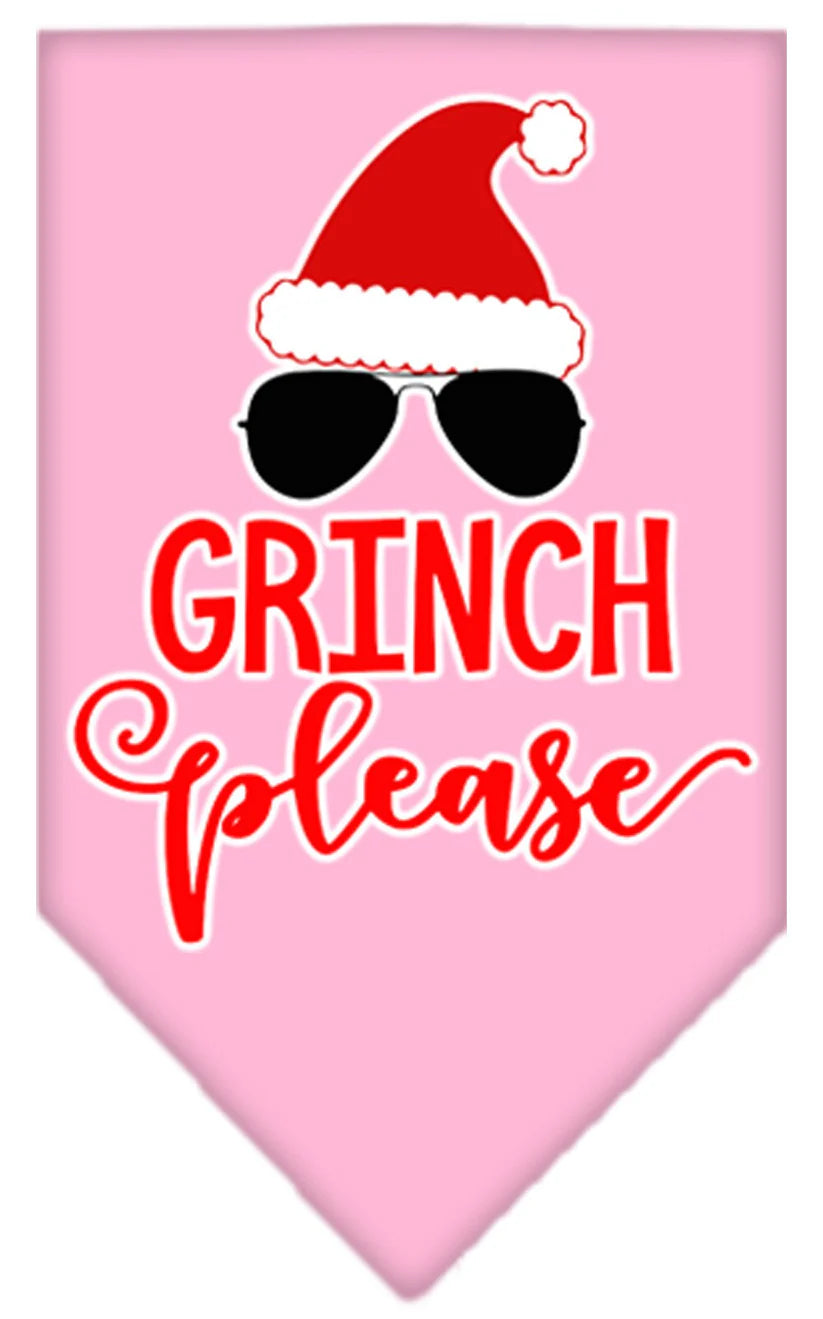 Christmas Pet and Dog Bandana Screen Printed, "Grinch Please"