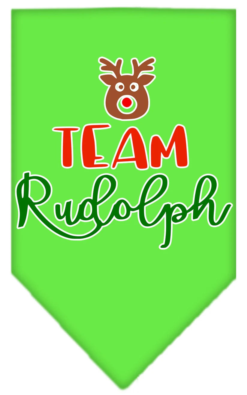 Christmas Pet and Dog Bandana Screen Printed, "Team Rudolph"