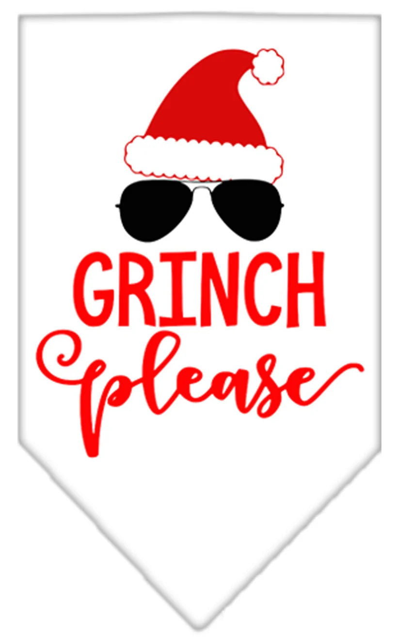 Christmas Pet and Dog Bandana Screen Printed, "Grinch Please"