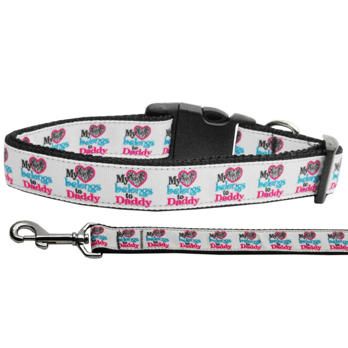 My Heart Belongs to Daddy Nylon 1 wide 4ft Leash