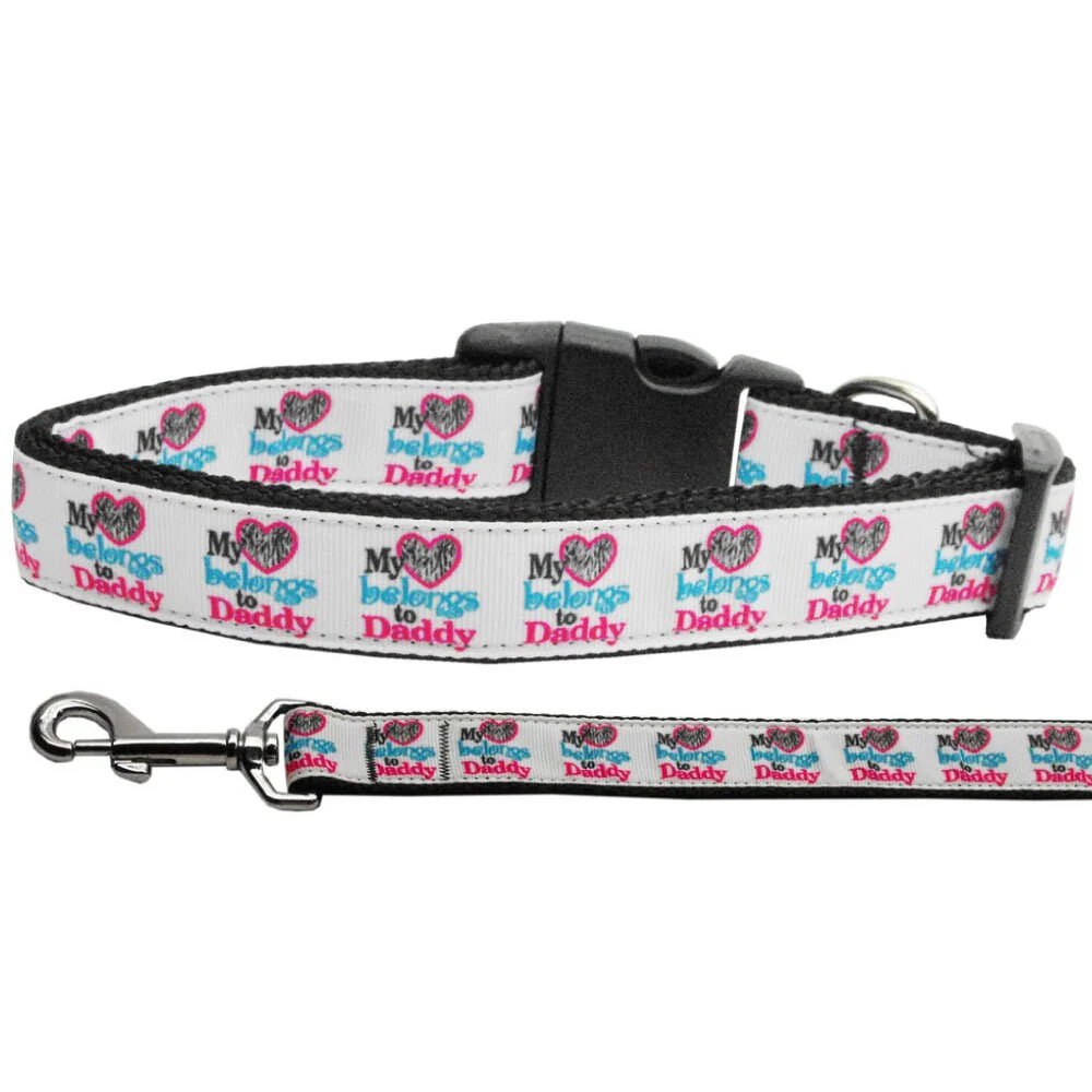 My Heart Belongs to Daddy Nylon 1 wide 6ft Leash