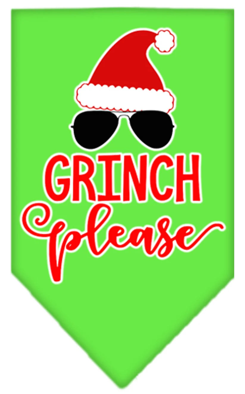 Christmas Pet and Dog Bandana Screen Printed, "Grinch Please"