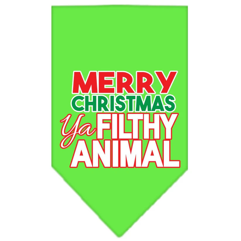 Christmas Pet and Dog Bandana Screen Printed, "Merry Christmas, Ya Filthy Animal"