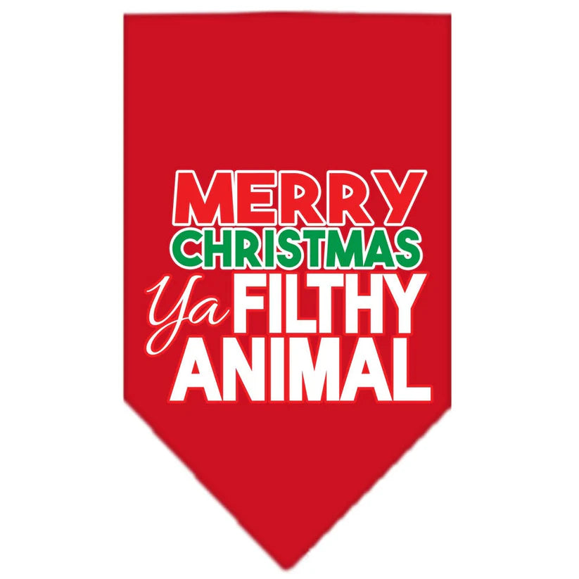 Christmas Pet and Dog Bandana Screen Printed, "Merry Christmas, Ya Filthy Animal"