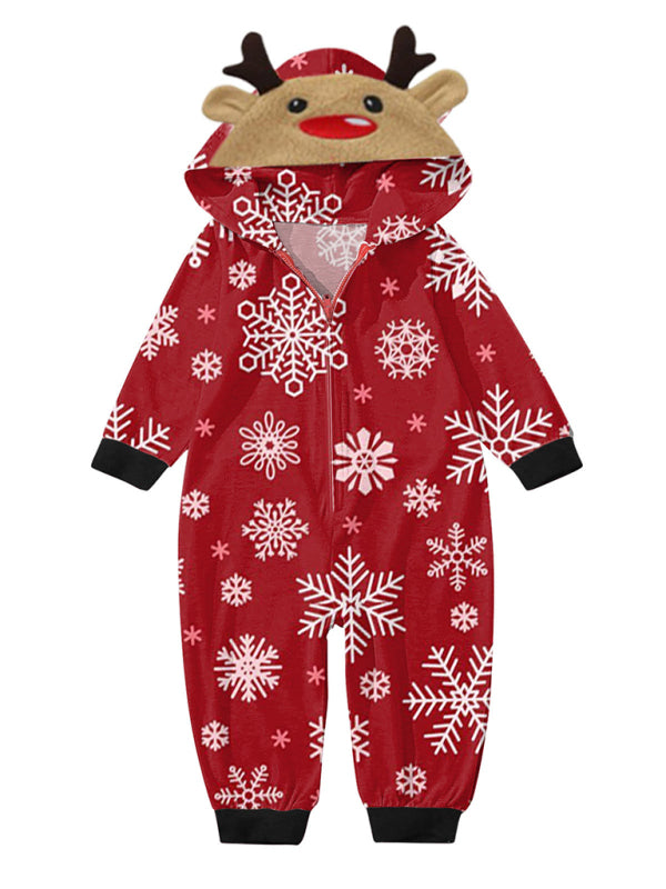 Family Christmas Snowflake Reindeer Hooded Onesie