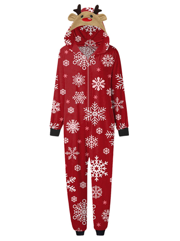 Family Christmas Snowflake Reindeer Hooded Onesie