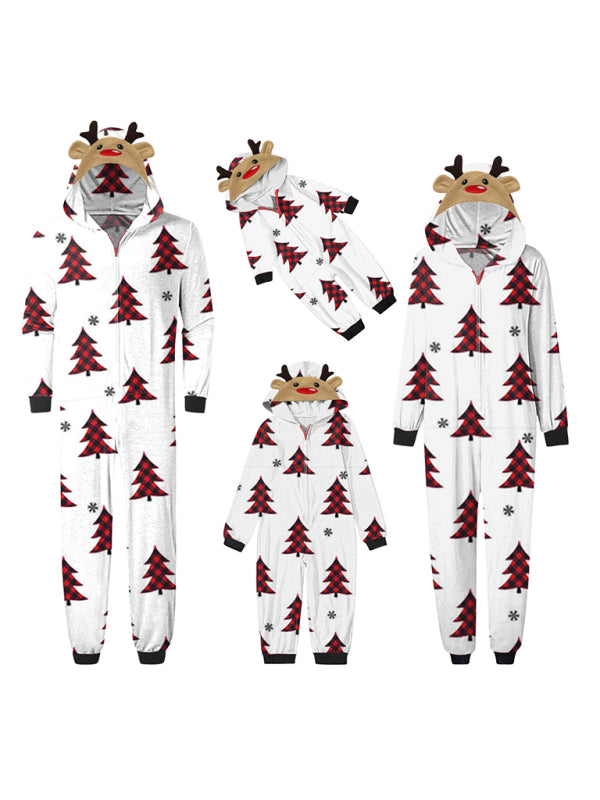 Family Christmas Snowflake Reindeer Hooded Onesie