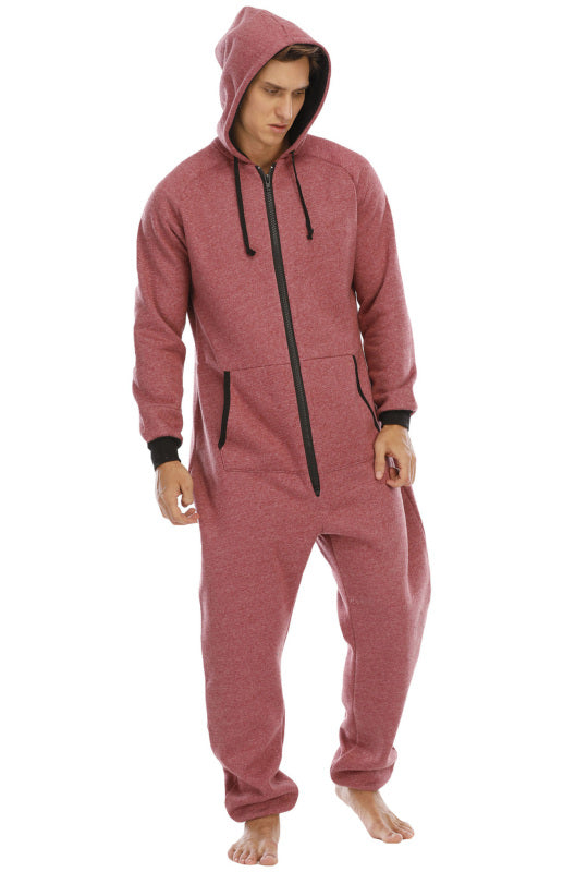 Men's Thickened Sweater Fleece Jumpsuit Pajamas Homewear Casual Suits