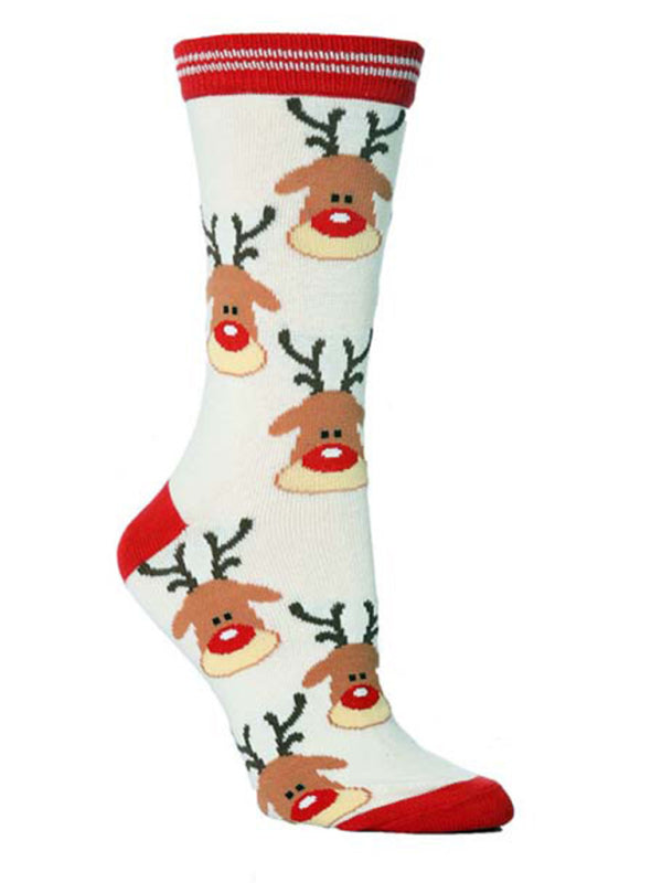 Festive Reindeer Knit Women's Elastic Socks