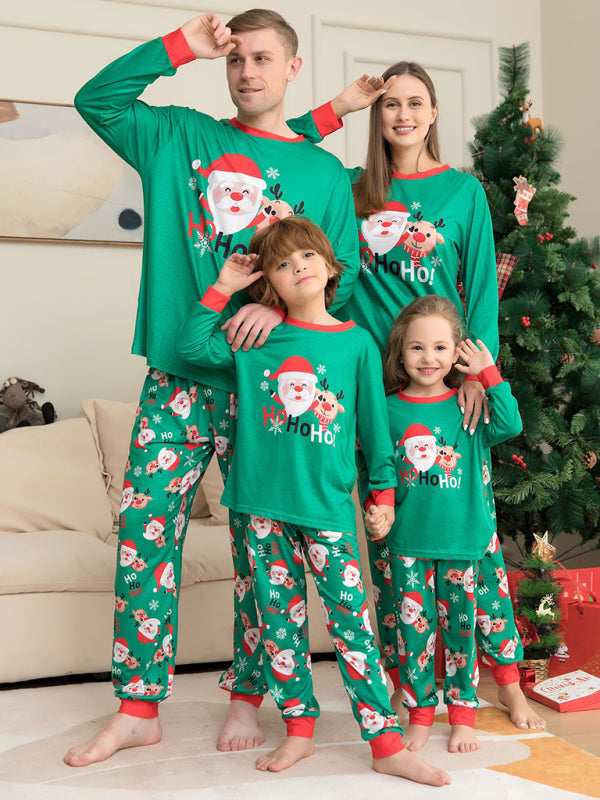 New Christmas Santa Claus Printed Parent-Child Home Clothes Set