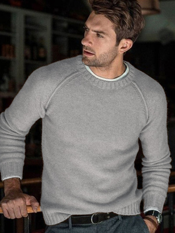 Men's round neck slim fit tops and sweaters