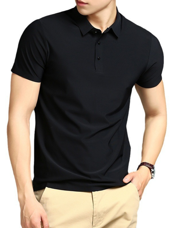 Men's high elastic non-marking ice silk lapel short-sleeved quick-drying polo shirt