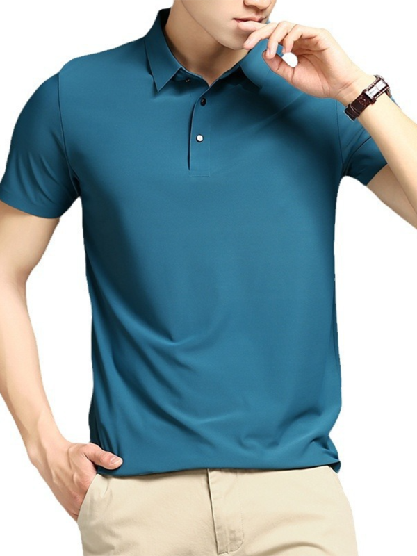 Men's high elastic non-marking ice silk lapel short-sleeved quick-drying polo shirt