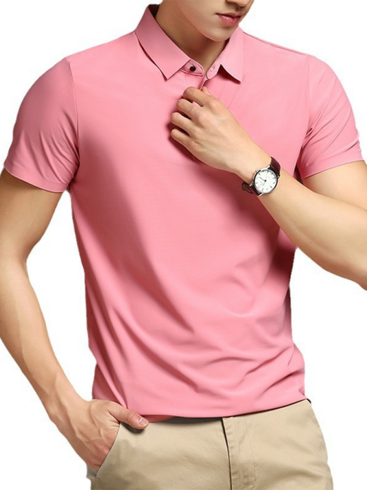 Men's high elastic non-marking ice silk lapel short-sleeved quick-drying polo shirt