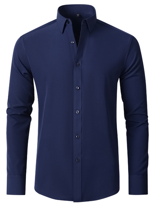 Men's non-iron wrinkle-resistant long-sleeve shirt