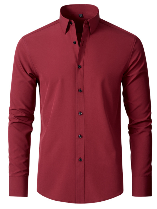 Men's non-iron wrinkle-resistant long-sleeve shirt