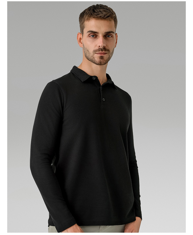 Men's casual long-sleeved Polo shirt sports outdoor versatile top breathable quick-drying T-shirt