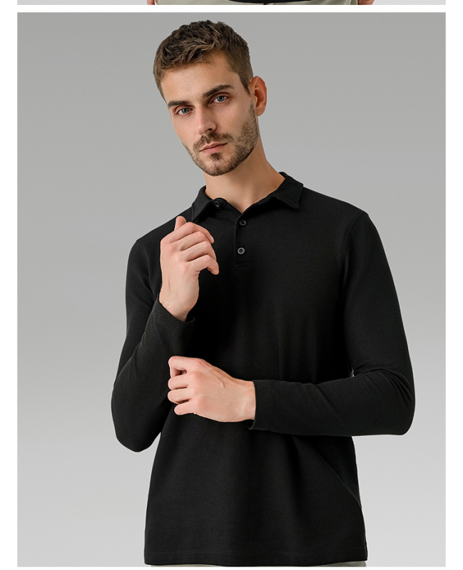 Men's casual long-sleeved Polo shirt sports outdoor versatile top breathable quick-drying T-shirt