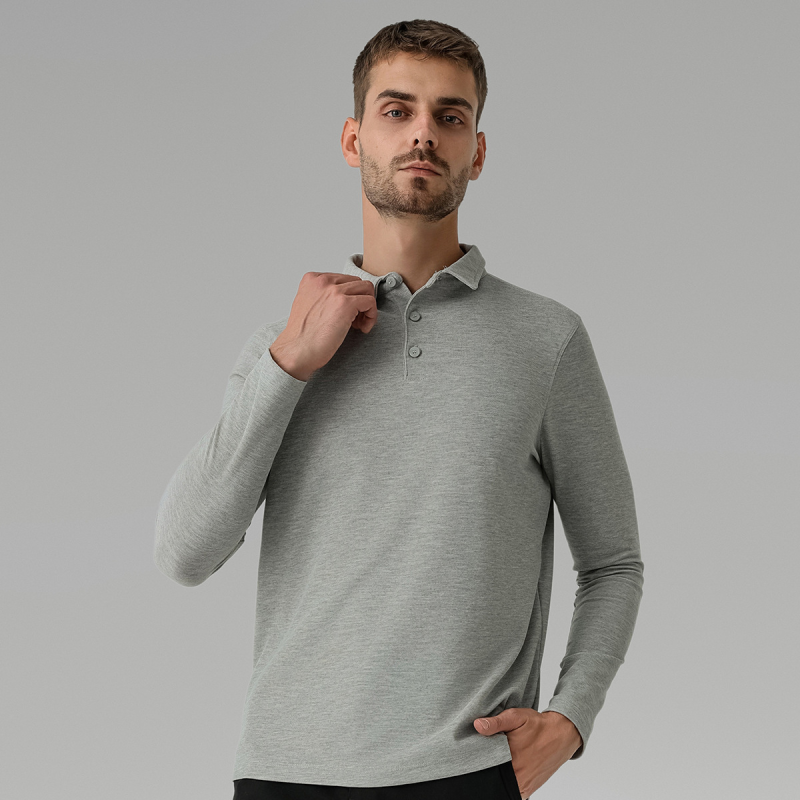 Men's casual long-sleeved Polo shirt sports outdoor versatile top breathable quick-drying T-shirt