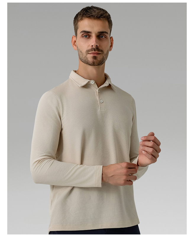 Men's casual long-sleeved Polo shirt sports outdoor versatile top breathable quick-drying T-shirt