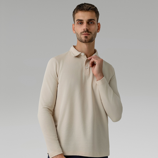 Men's casual long-sleeved Polo shirt sports outdoor versatile top breathable quick-drying T-shirt