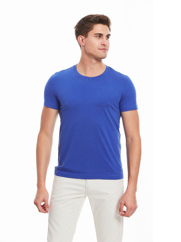 Men's simple casual slim fit stretch short sleeve T-shirt