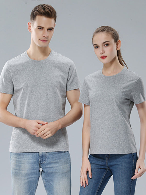 Simple, casual, solid color short-sleeved T-shirts for men and women