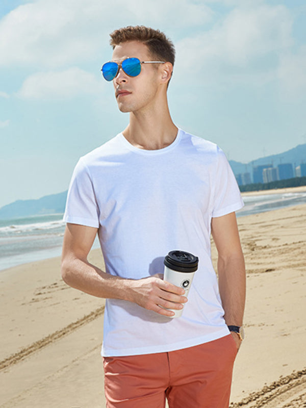 Simple, casual, solid color short-sleeved T-shirts for men and women