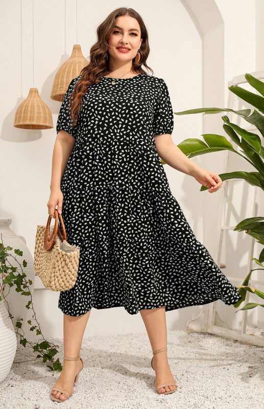 Maternity Print Short Sleeve Flowy Dress