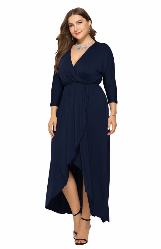 Women's Plus Size Solid Deep V Dress