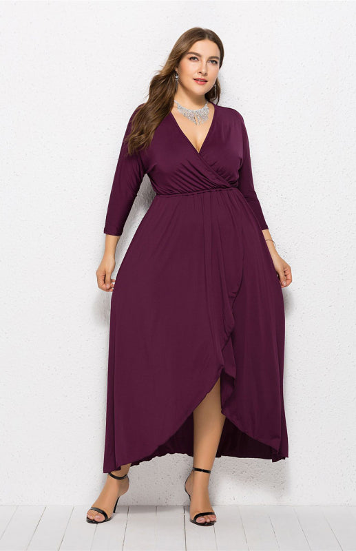 Women's Plus Size Solid Deep V Dress